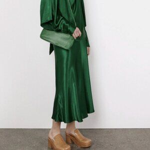 Zara Satin Effect Midi Skirt XS
